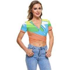 Waves-beach-sun-sea-water-sky Short Sleeve Foldover Tee