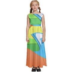 Waves-beach-sun-sea-water-sky Kids  Satin Sleeveless Maxi Dress by Jancukart