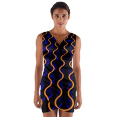 Pattern Abstract Wwallpaper Waves Wrap Front Bodycon Dress