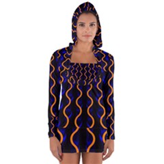 Pattern Abstract Wwallpaper Waves Long Sleeve Hooded T-shirt