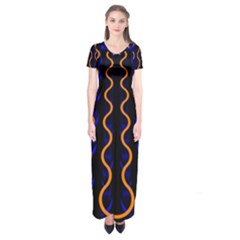 Pattern Abstract Wwallpaper Waves Short Sleeve Maxi Dress