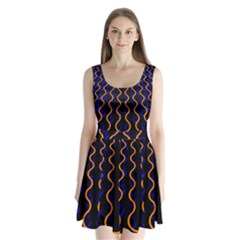 Pattern Abstract Wwallpaper Waves Split Back Mini Dress 