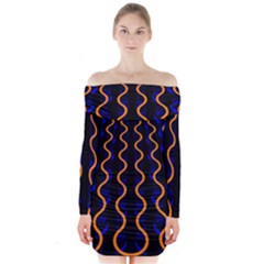 Pattern Abstract Wwallpaper Waves Long Sleeve Off Shoulder Dress