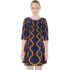 Pattern Abstract Wwallpaper Waves Quarter Sleeve Pocket Dress