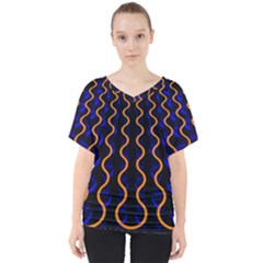 Pattern Abstract Wwallpaper Waves V-neck Dolman Drape Top