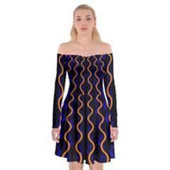 Pattern Abstract Wwallpaper Waves Off Shoulder Skater Dress