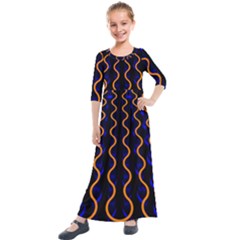 Pattern Abstract Wwallpaper Waves Kids  Quarter Sleeve Maxi Dress