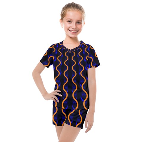 Pattern Abstract Wwallpaper Waves Kids  Mesh Tee And Shorts Set by Jancukart