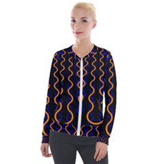 Pattern Abstract Wwallpaper Waves Velvet Zip Up Jacket