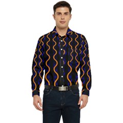 Pattern Abstract Wwallpaper Waves Men s Long Sleeve Pocket Shirt 