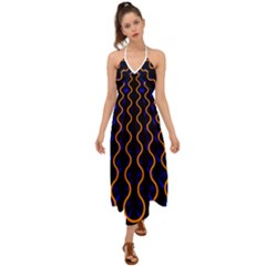 Pattern Abstract Wwallpaper Waves Halter Tie Back Dress  by Jancukart