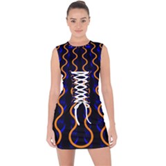 Pattern Abstract Wwallpaper Waves Lace Up Front Bodycon Dress