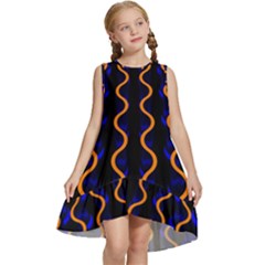 Pattern Abstract Wwallpaper Waves Kids  Frill Swing Dress