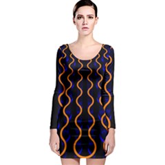 Pattern Abstract Wallpaper Waves Long Sleeve Bodycon Dress