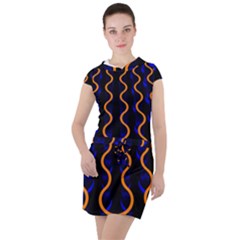 Pattern Abstract Wallpaper Waves Drawstring Hooded Dress