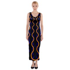 Pattern Abstract Wallpaper Waves Fitted Maxi Dress