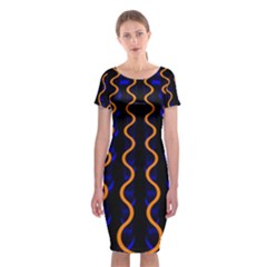 Pattern Abstract Wallpaper Waves Classic Short Sleeve Midi Dress