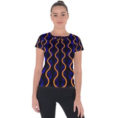 Pattern Abstract Wallpaper Waves Short Sleeve Sports Top 