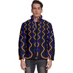 Pattern Abstract Wallpaper Waves Men s Puffer Bubble Jacket Coat