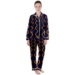 Pattern Abstract Wallpaper Waves Satin Long Sleeve Pajamas Set