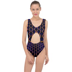 Pattern Abstract Wallpaper Waves Center Cut Out Swimsuit