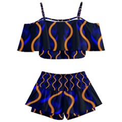 Pattern Abstract Wallpaper Waves Kids  Off Shoulder Skirt Bikini