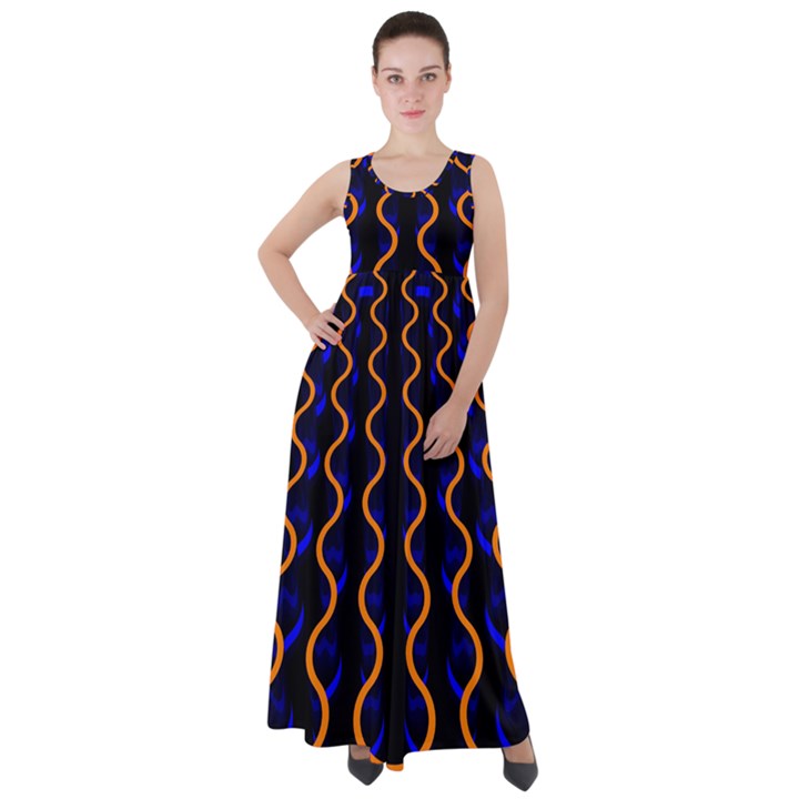 Pattern Abstract Wallpaper Waves Empire Waist Velour Maxi Dress