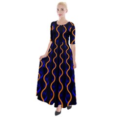 Pattern Abstract Wallpaper Waves Half Sleeves Maxi Dress