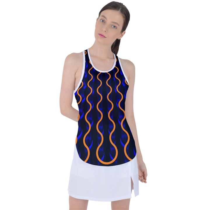 Pattern Abstract Wallpaper Waves Racer Back Mesh Tank Top