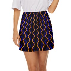 Pattern Abstract Wallpaper Waves Mini Front Wrap Skirt