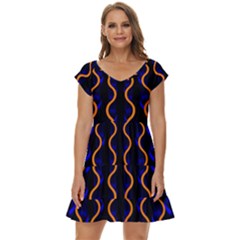 Pattern Abstract Wallpaper Waves Short Sleeve Tiered Mini Dress