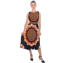 Digital Art Art Artwork Abstract Midi Tie-back Chiffon Dress