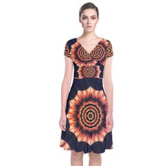 Digital Art Art Artwork Abstract Short Sleeve Front Wrap Dress