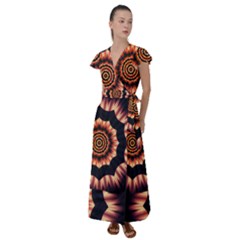 Digital Art Art Artwork Abstract Flutter Sleeve Maxi Dress