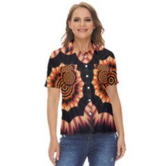 Digital Art Art Artwork Abstract Women s Short Sleeve Double Pocket Shirt