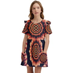 Digital Art Art Artwork Abstract Kids  Frilly Sleeves Pocket Dress