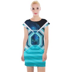 Space Ship Sci Fi Fantasy Science Cap Sleeve Bodycon Dress