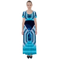 Space Ship Sci Fi Fantasy Science High Waist Short Sleeve Maxi Dress