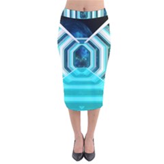 Space Ship Sci Fi Fantasy Science Velvet Midi Pencil Skirt