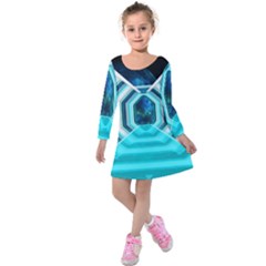 Space Ship Sci Fi Fantasy Science Kids  Long Sleeve Velvet Dress by Jancukart