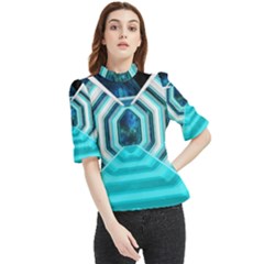 Space Ship Sci Fi Fantasy Science Frill Neck Blouse