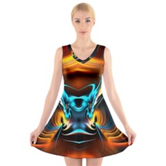 Duck-crazy-duck-abstract V-neck Sleeveless Dress