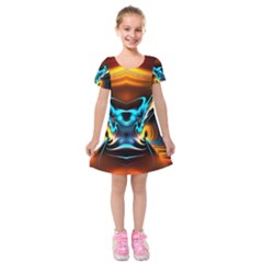 Duck-crazy-duck-abstract Kids  Short Sleeve Velvet Dress