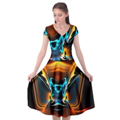 Duck-crazy-duck-abstract Cap Sleeve Wrap Front Dress