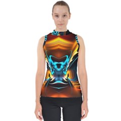 Duck-crazy-duck-abstract Mock Neck Shell Top