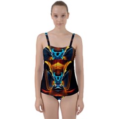 Duck-crazy-duck-abstract Twist Front Tankini Set