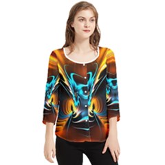 Duck-crazy-duck-abstract Chiffon Quarter Sleeve Blouse