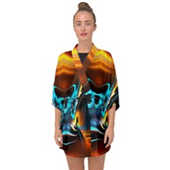 Duck-crazy-duck-abstract Half Sleeve Chiffon Kimono