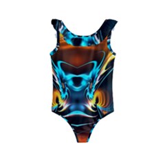 Duck-crazy-duck-abstract Kids  Frill Swimsuit