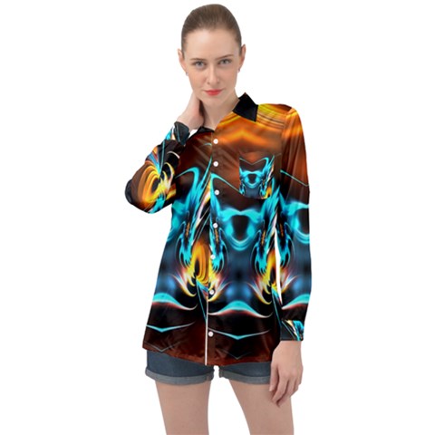 Duck-crazy-duck-abstract Long Sleeve Satin Shirt by Jancukart